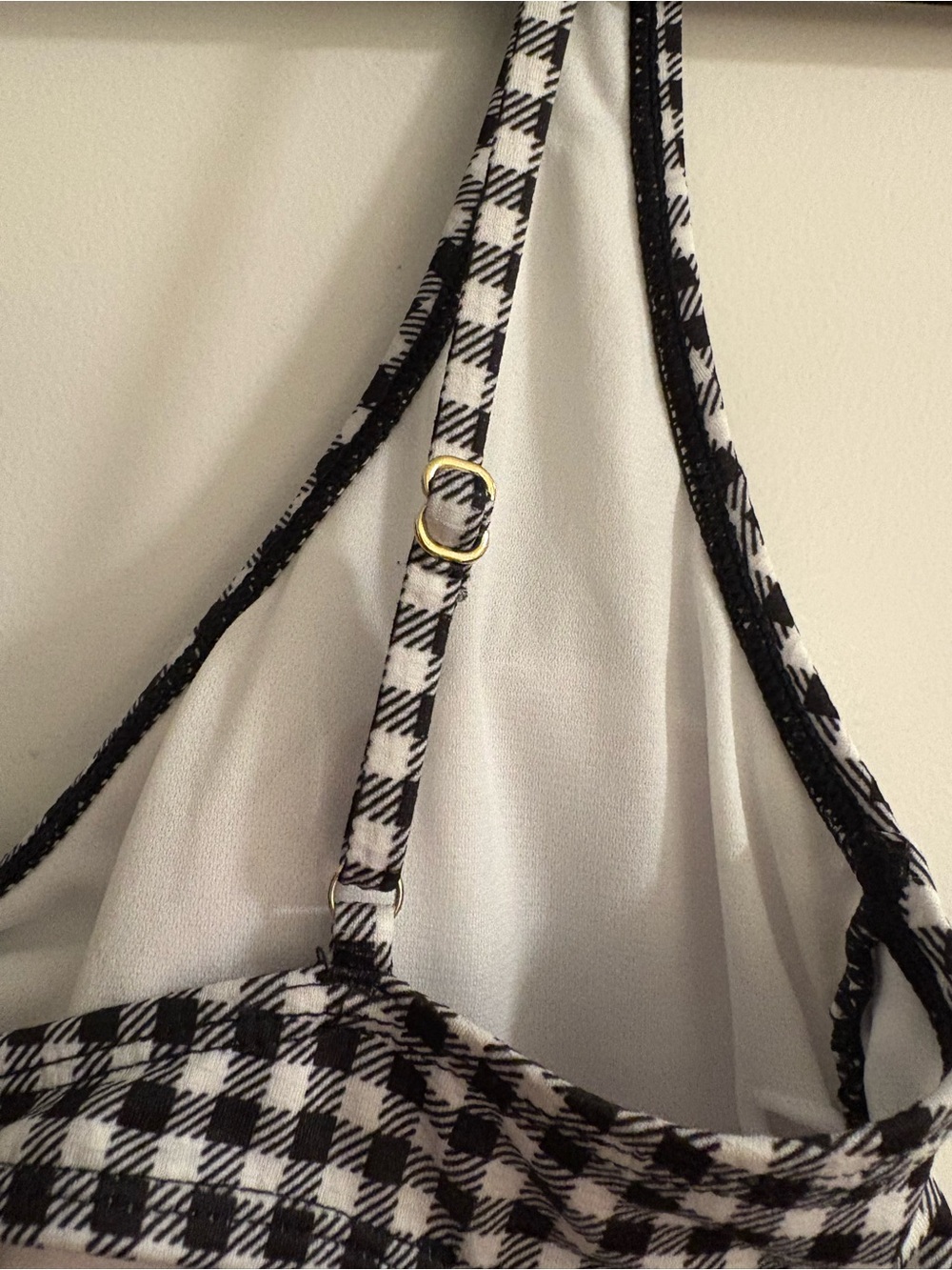 Women’s Black & White Gingham Tie-Front One-Piece Swimsuit - Picture 5 of 8
